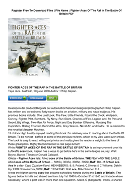 [CWR]? [PDF] Fighter Aces of the RAF in the Battle of Britain