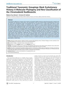 A Molecular Phylogeny and New Classification of the Chromodorid Nudibranchs