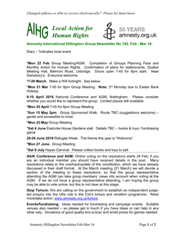 Amnesty Hillingdon Newsletter Feb-Mar 2016