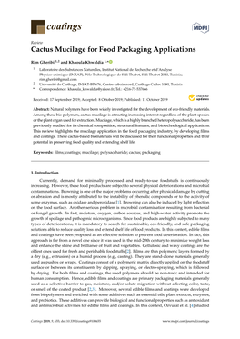 Cactus Mucilage for Food Packaging Applications