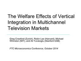 Bundling and Vertical Relationships in Multichannel Television