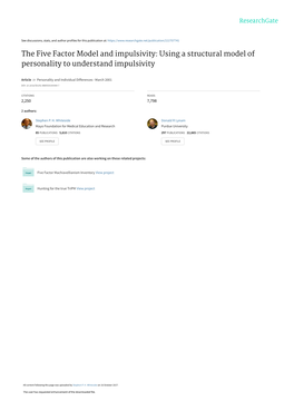 Using a Structural Model of Personality to Understand Impulsivity