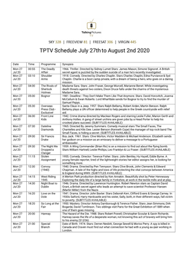 TPTV Schedule July 27Thto August 2Nd 2020