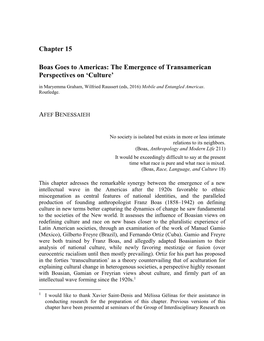 The Emergence of Transamerican Perspectives on 'Culture'