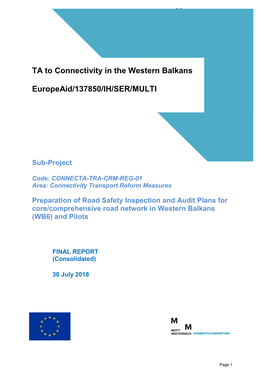 Preparation of Road Safety Inspection and Audit Plans for Core/Comprehensive Road Network in Western Balkans (WB6) and Pilots