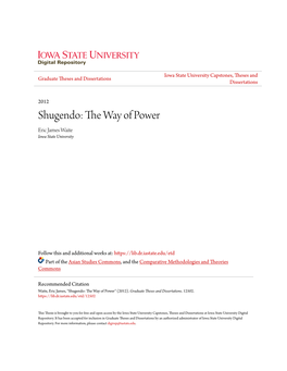 Shugendo: the Aw Y of Power Eric James Waite Iowa State University