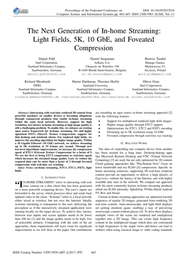 Light Fields, 5K, 10 Gbe, and Foveated Compression