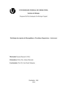 Morfologia Das Cipselas De Disynaphiinae E Praxelinae (Eupatorieae - Asteraceae)