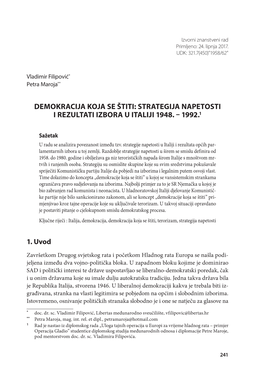 Strategija Napetosti I Rezultati Izbora U Italiji 1948. – 1992.1