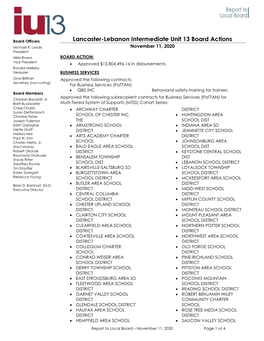 Intermediate Unit 13 Board Actions Michael R