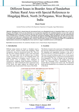 Different Issues in Boarder Area of Sundarban Deltaic Rural Area with Special References to Hingalgaj Block, North 24 Parganas, West Bengal, India