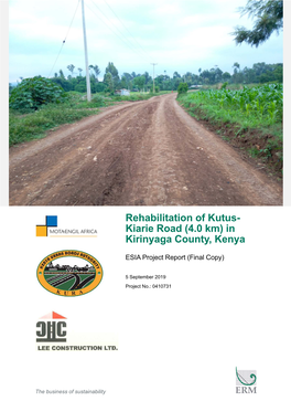 Rehabilitation of Kutus- Kiarie Road (4.0 Km) in Kirinyaga County, Kenya