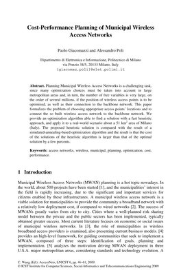 Cost-Performance Planning of Municipal Wireless Access Networks