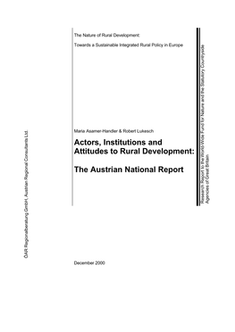 Actors, Institutions and Attitudes to Rural Development: World-Wide Fund for Nature and the Statutory Countryside