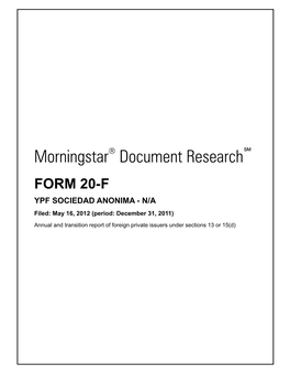 Morningstar Document Research FORM 20-F