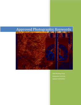 Approved Photographic Keywords