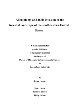 Alien Plants and Their Invasion of the Forested Landscape of the Southeastern United States