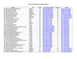 2019-20 DIOCESE of TOLEDO SCHOOLS Schools City H. Dist