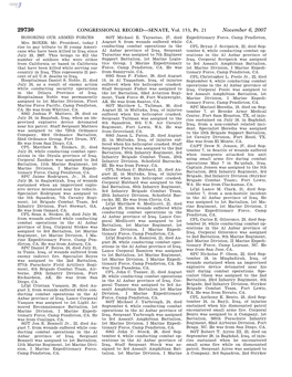 CONGRESSIONAL RECORD—SENATE, Vol. 153, Pt. 21 November 6, 2007 HONORING OUR ARMED FORCES SGT Michael E