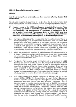 1 CED013 Council's Response to Issue 6 Issue 6 Are There