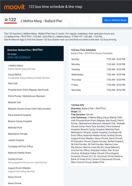 122 Bus Time Schedule & Line Route