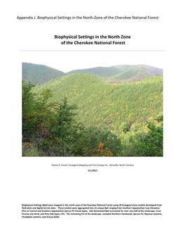 Appendix J. Biophysical Settings in the North Zone of the Cherokee National Forest