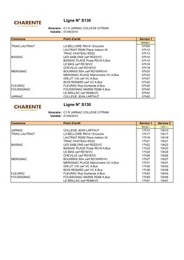 Ligne N° S130 Ligne N° S130