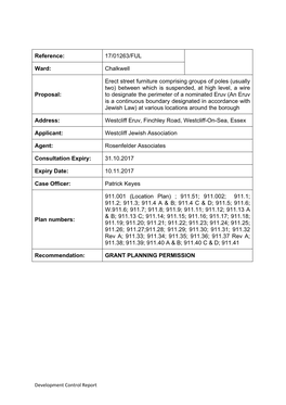 Reference: 17/01263/FUL Ward: Chalkwell Proposal: Erect Street Furniture Comprising Groups of Poles (Usually Two) Between Which
