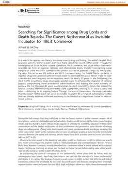 Searching for Significance Among Drug Lords and Death Squads: the Covert Netherworld As Invisible Incubator for Illicit Commerce