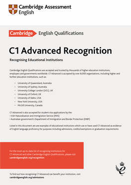 Where Cambridge Scores Are Accepted Worldwide