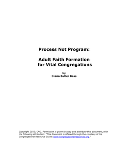 Adult Faith Formation for Vital Congregations