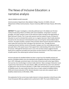 The News of Inclusive Education: a Narrative Analysis