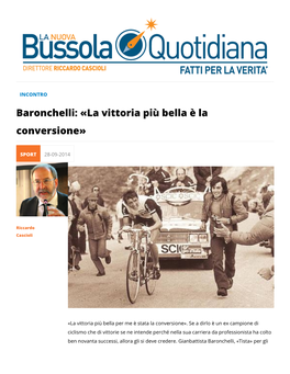 Baronchelli: «La Vittoria Più Bella È La Conversione»