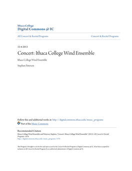 Concert: Ithaca College Wind Ensemble Ithaca College Wind Ensemble