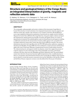 Structure and Geological History of the Congo Basin: an Integrated Interpretation of Gravity, Magnetic and Reflection Seismic Data E