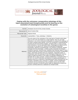 For Review Only 22 34 Even Viviparity (Duellman and Trueb, 1986; Van Bocxlaer Et Al., 2010)