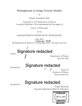 Signature Redacted Department of Physics April 30, 2015