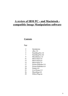 A Review of IBM PC - and Macintosh - Compatible Image Manipulation Software