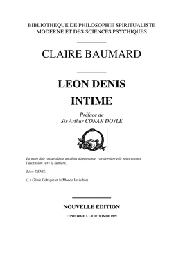 Claire Baumard Leon Denis Intime ___