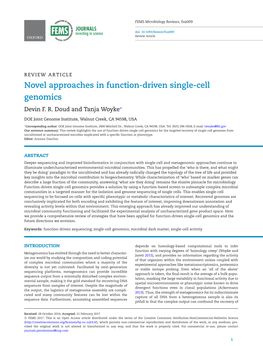 Novel Approaches in Function-Driven Single-Cell Genomics Devin F