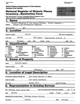 National Register of Historic Places Inventory Nomination Form 1