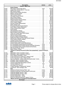 8/21/2020 Description Size/Ea Price Cheese / Meat