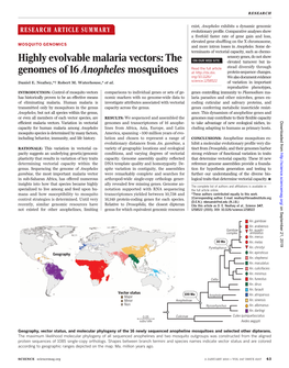 Downloaded from Capacity for Human Malaria Among Anopheles Lines from Africa, Asia, Europe, and Latin Cluding Adapting to Humans As Primary Hosts