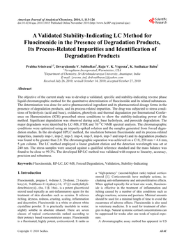 A Validated Stability-Indicating LC Method for Fluocinonide in The