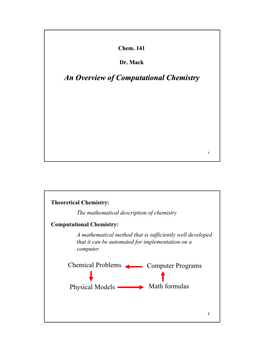 An Overview of Computational Chemistry