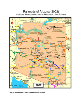Railroads of Arizona (2002) Includes Abandoned Lines & Historical Line Surveys