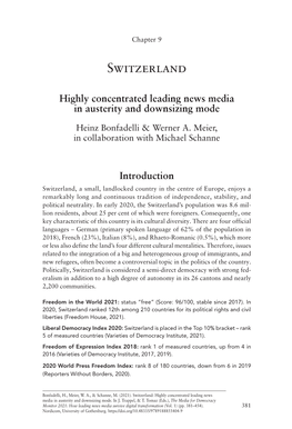 Chapter 9. Switzerland: Highly Concentrated Leading News Media