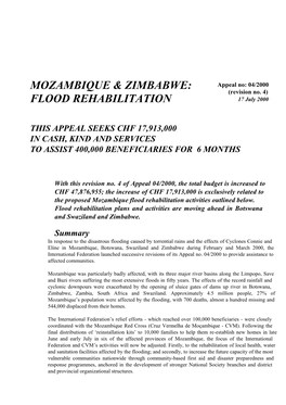MOZAMBIQUE ZIMBABWE FLOOD REHABILITATION (Appeal 04/2000)