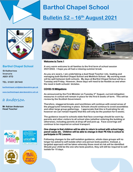 Barthol Chapel School Bulletin 52 – 16Th August 2021