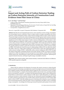 Impact and Acting Path of Carbon Emission Trading on Carbon Emission Intensity of Construction Land: Evidence from Pilot Areas in China